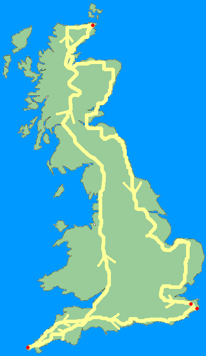 An outline map of the route
